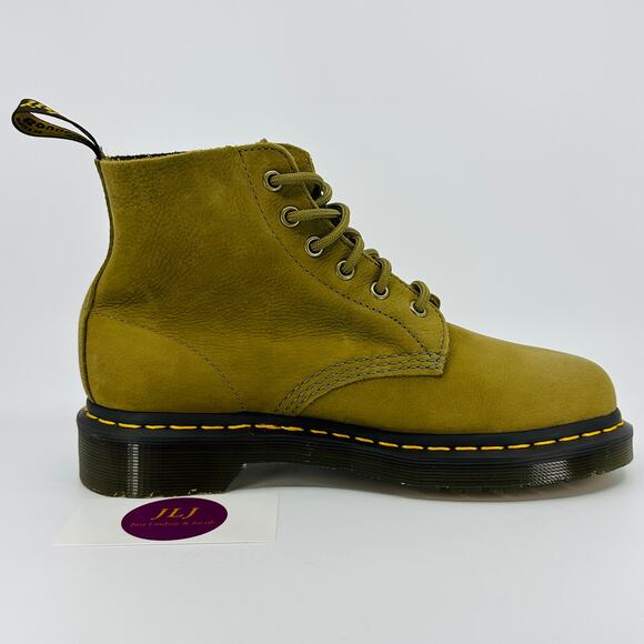 Dr. Martens Women's 101 UB Muted Olive Tumbled Nubuck Leather Ankle Boots Size 7 - Picture 7 of 11